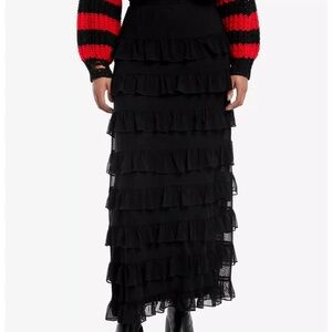 Social Collision black tiered mesh frill ruffle goth edgy statement maxi skirt M